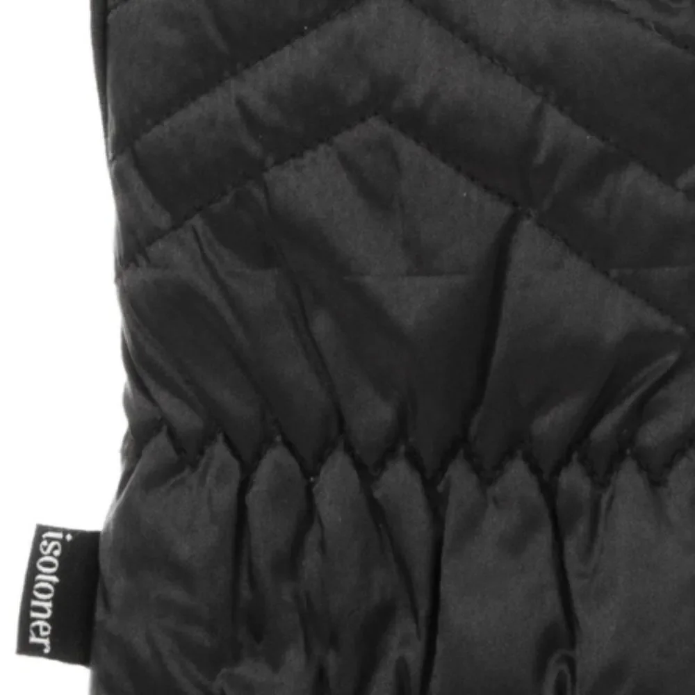 Isotoner Women’s Black SleekHeat touchscreen capability Quilted Gloves S… - Picture 2 of 9